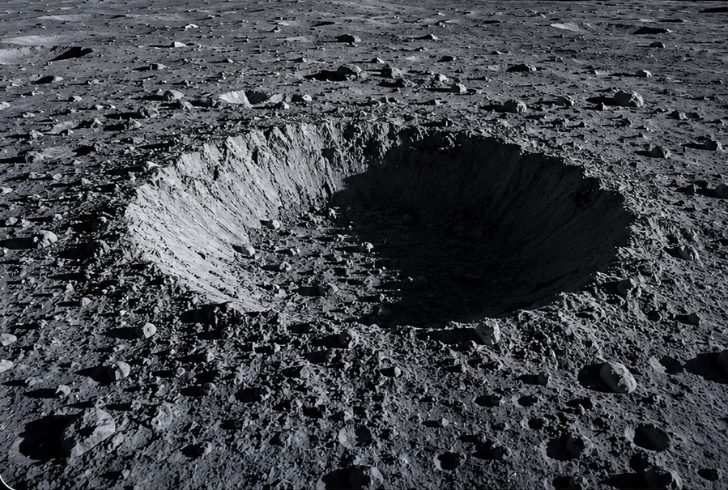 Moon crater about 12 feet deep