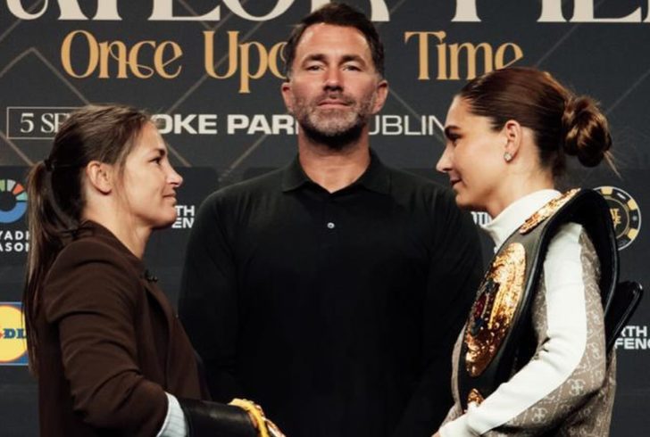 Katie Taylor and Flora Pili Faceoff