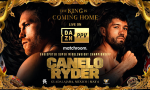 Who won Canelo vs Ryder - Canelo Alvarez vs. John Ryder fight banner.